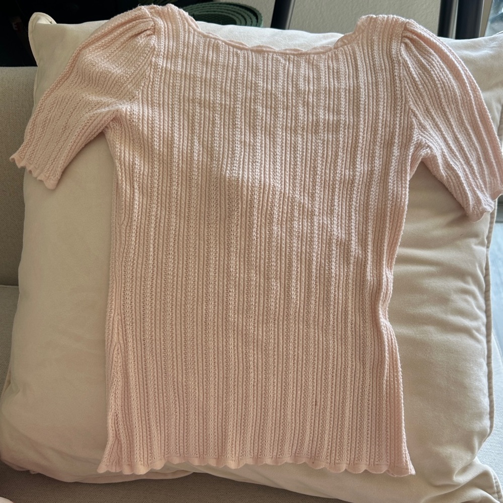 Sezane XS Baby pink short sleeve top